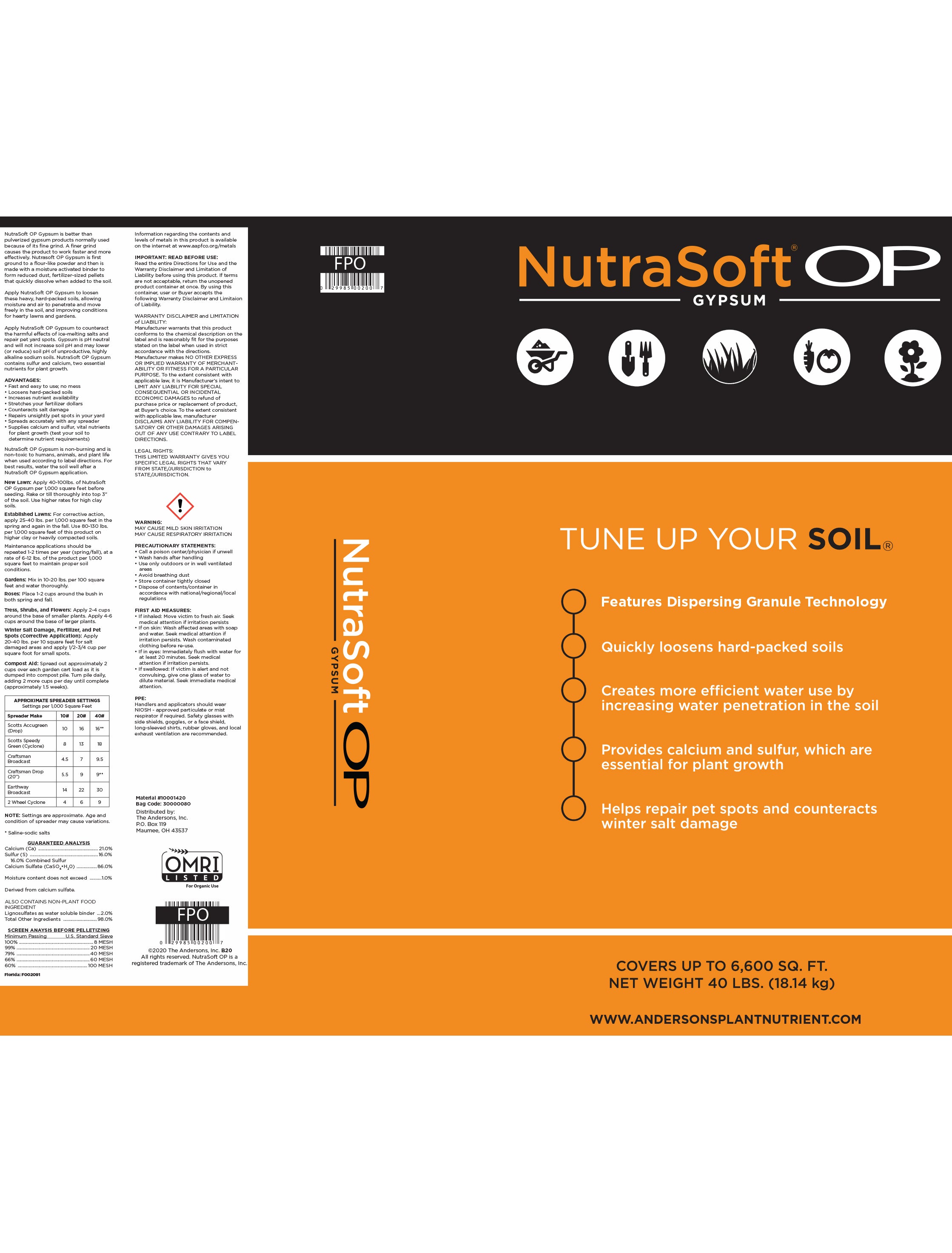 NUTRASOFT OP® GYPSUM (organic soil ammendment)