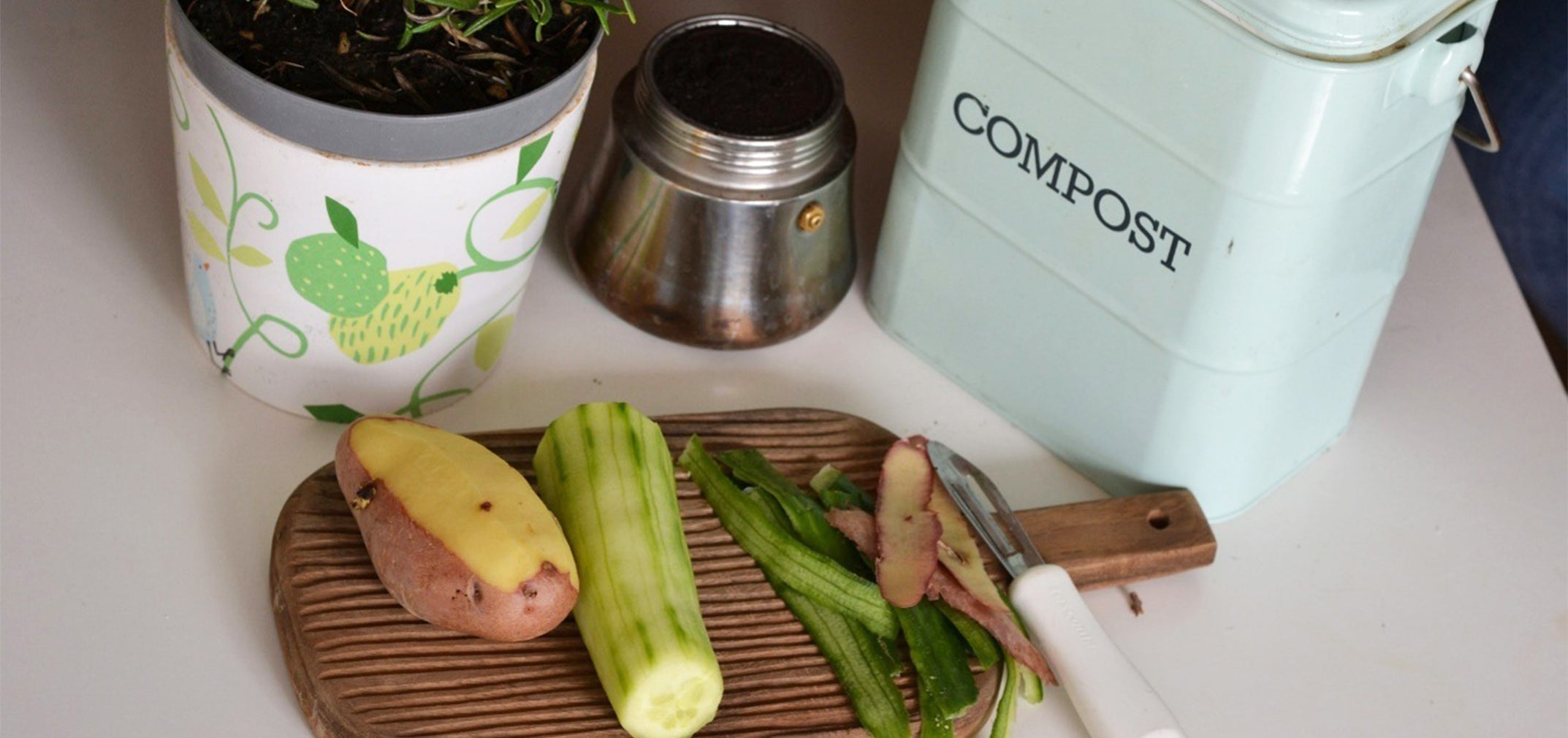 Kitchen scraps ready for the compost bin