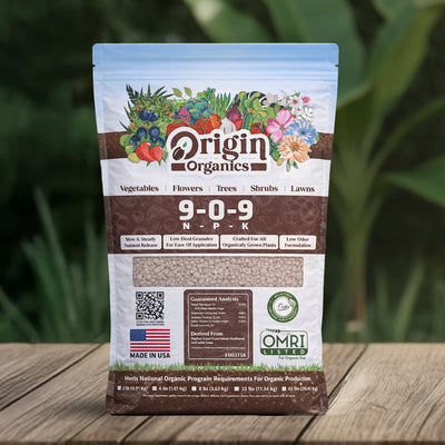 Origin 9-0-9 OMRI Certified organic no phosphorus granular fertilizer
bag