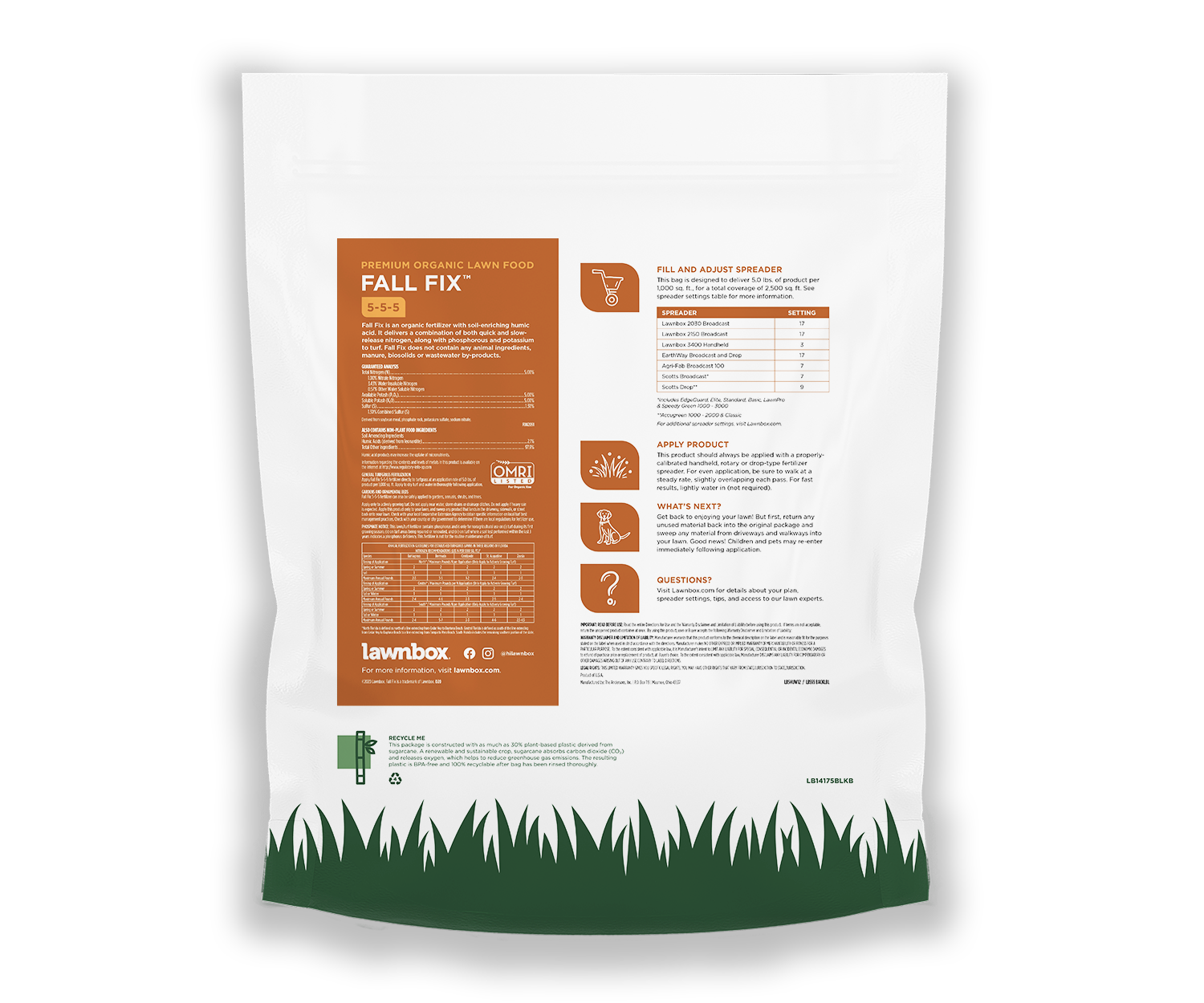 LAWNBOX® FALL FIX™ 5-5-5 ORGANIC LAWN FERTILIZER