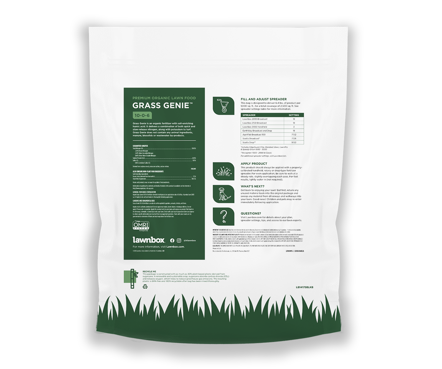 LAWNBOX® GRASS GENIE® 10-0-6 ORGANIC LAWN FERTILIZER