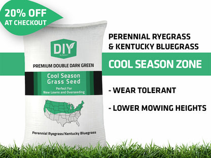 Double Dark Green Premium Grass Seed — Kentucky Bluegrass & Perennial Ryegrass | 0% Weed Seed, Certified Blue Tag
