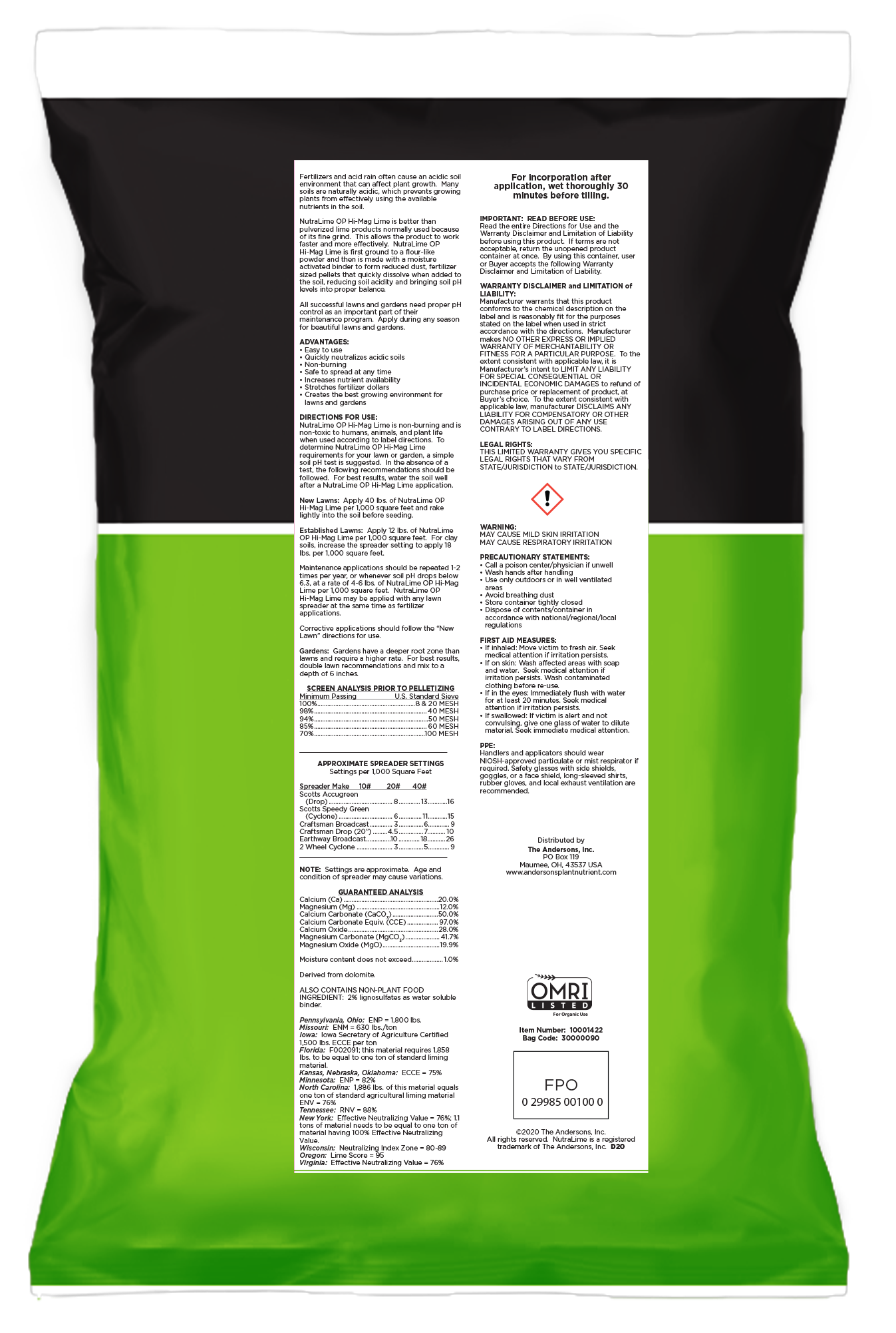 NUTRALIME OP® HI-MAG LIME (organic soil amendment)