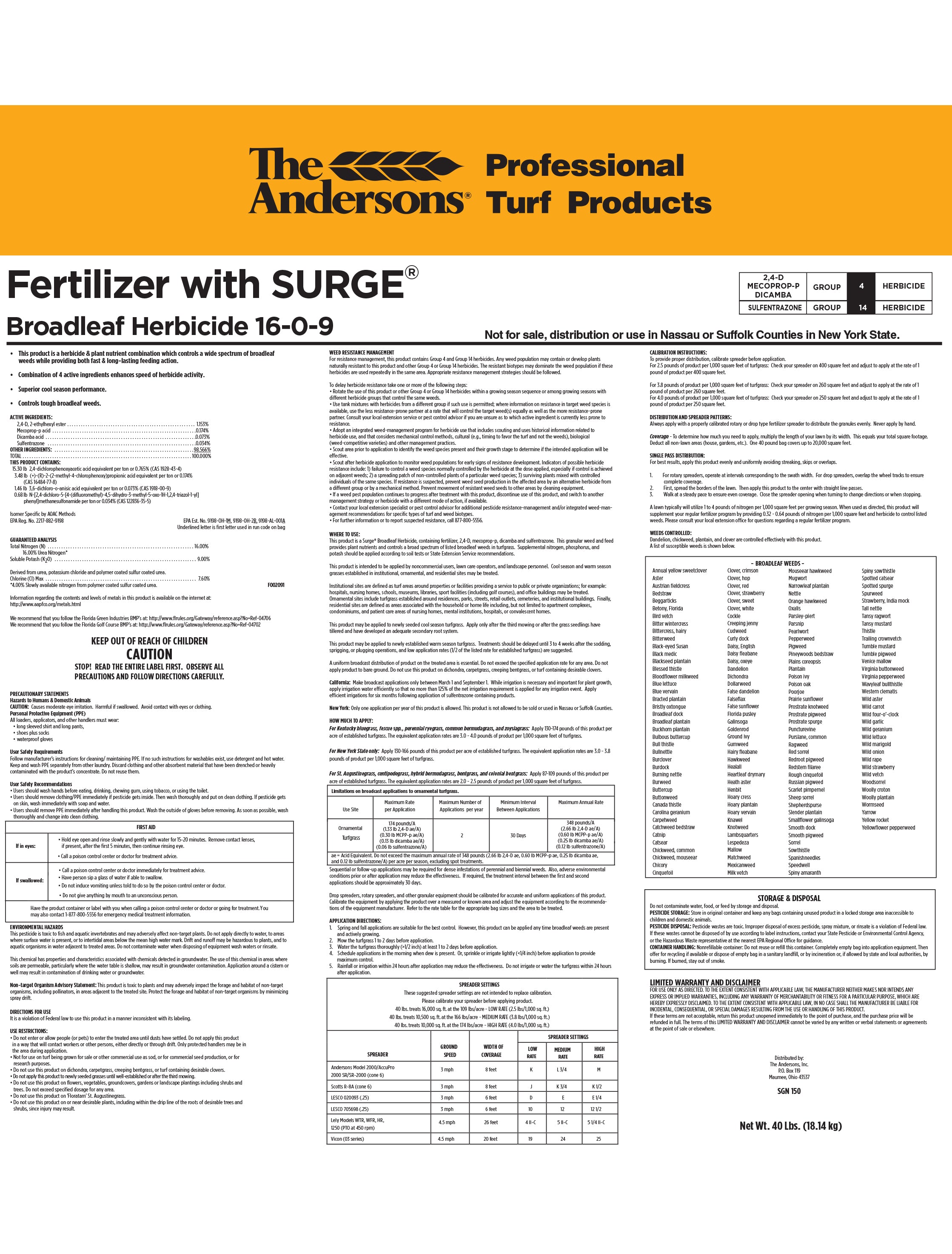 SURGE® WEED & FEED 16-0-9