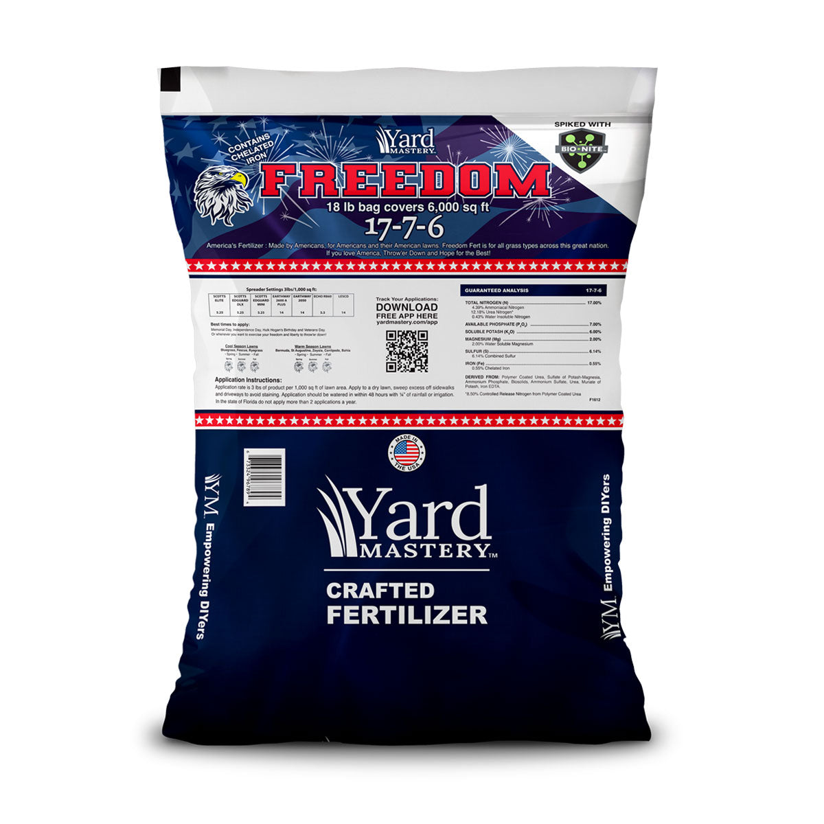 17-7-6 Freedom Fertilizer  3% chelated Iron, Magnesium and Bio-Nite - Granular Lawn Fertilizer
