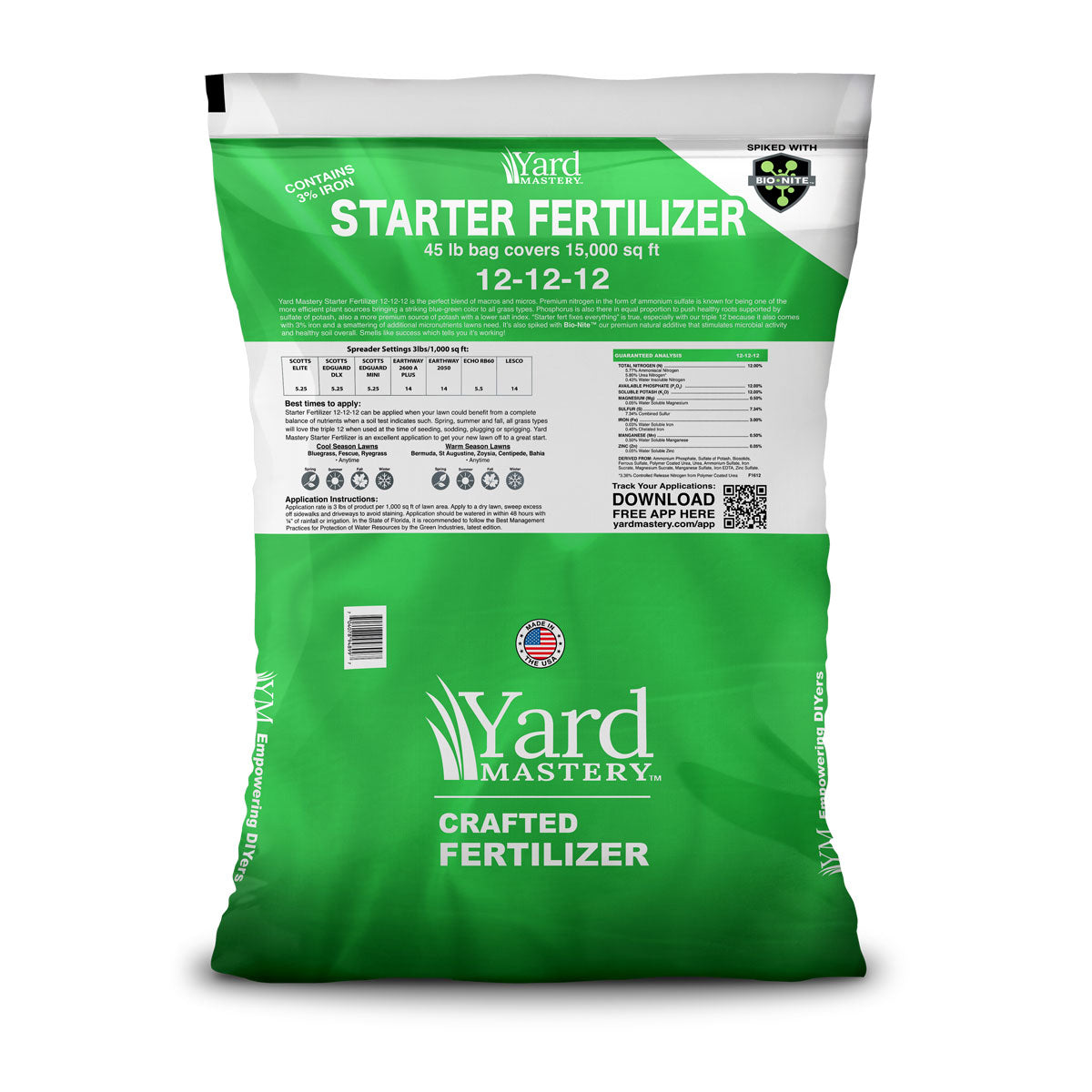 12-12-12 Starter Fertilizer 3% Iron - Bio-Nite - Granular Lawn Fertilizer